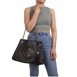 Gucci Soho Shoulder Bag Chain Strap Medium Black